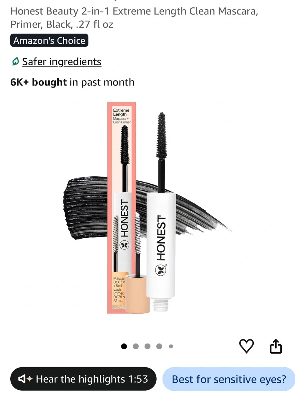 The Honest Company 2-in-1 Extreme Length Mascara + Primer — Black